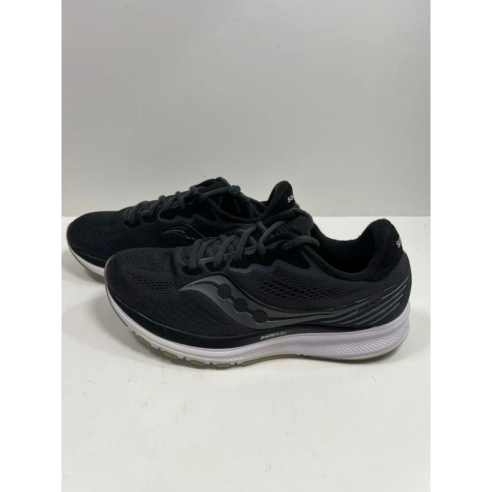 Saucony Ride Size 10 Running Shoes Black Mesh Lace Up Men's